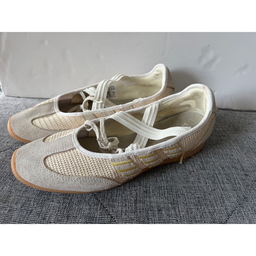 adidas Barreda Mary Jane Sneakers Non Dyed Matte Gold Crystal Linen Sz 10 KI3380